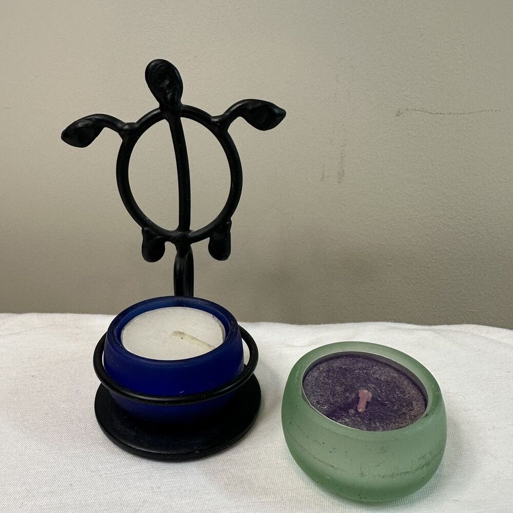 Sea Turtle Votive Tea Light Candle Holder Metal Marine Life Sea Ocean Beach EUC